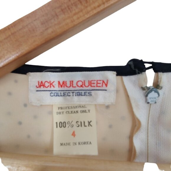 Vintage Jack Mulqueen Collectibles 100% Silk Dress Made in Korea SZ‎ 4 Polka dot - Picture 14 of 16